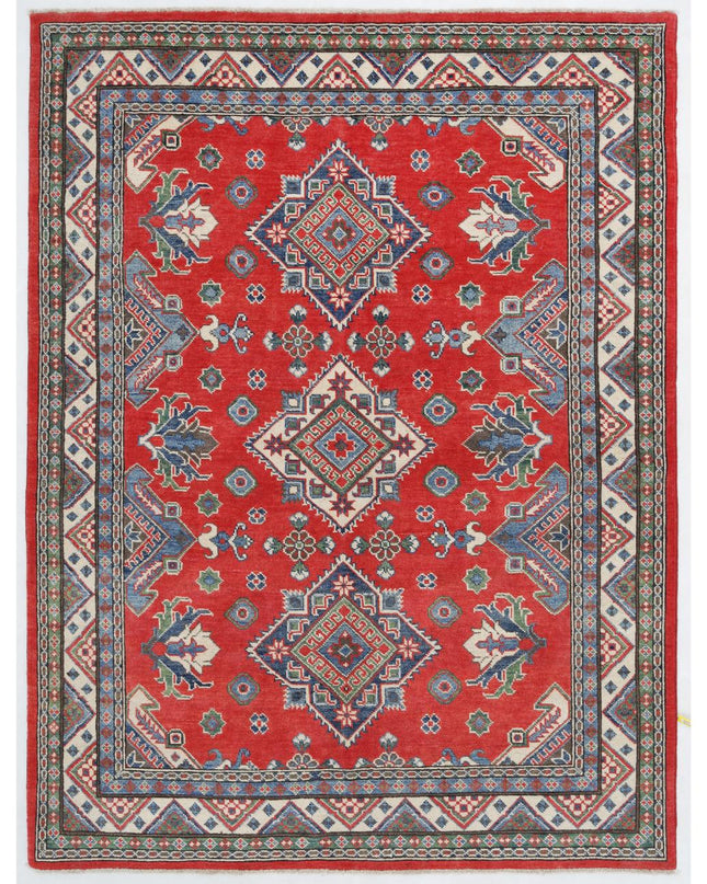 Kazak 4' 10" X 6' 6" Hand Knotted Wool Rug 4' 10" X 6' 6" (147 X 198) / Red / Wool