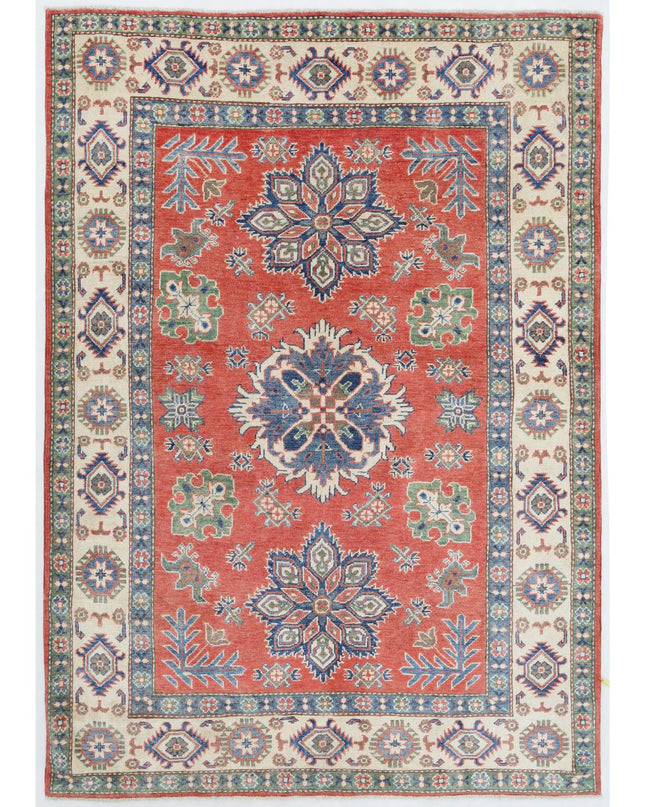 Kazak 5' 0" X 7' 0" Hand Knotted Wool Rug 5' 0" X 7' 0" (152 X 213) / Red / Wool