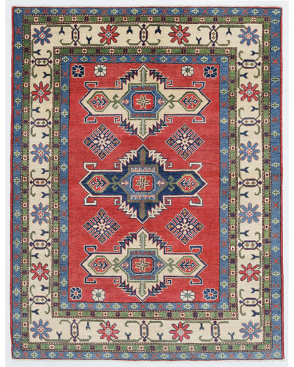 Kazak 5' 1" X 6' 7" Hand Knotted Wool Rug 5' 1" X 6' 7" (155 X 201) / Red / Wool