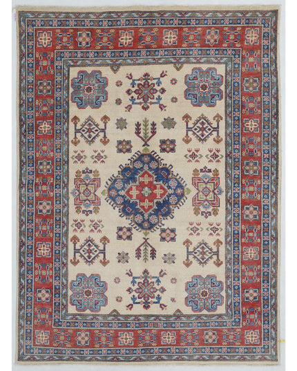Kazak 4' 9" X 6' 6" Hand Knotted Wool Rug 4' 9" X 6' 6" (145 X 198) / Ivory / Wool