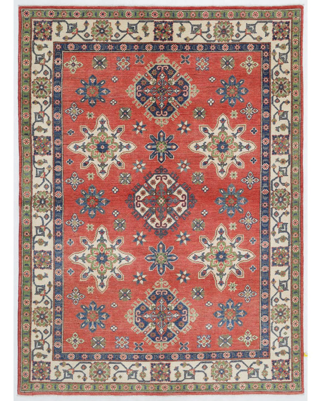 Kazak 4' 11" X 6' 10" Hand Knotted Wool Rug 4' 11" X 6' 10" (150 X 208) / Red / Wool