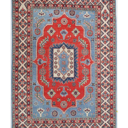 Kazak 5' 0" X 6' 11" Hand Knotted Wool Rug 5' 0" X 6' 11" (152 X 211) / Blue / Wool