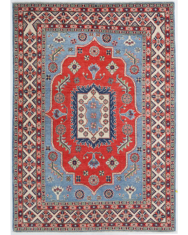 Kazak 5' 0" X 6' 11" Hand Knotted Wool Rug 5' 0" X 6' 11" (152 X 211) / Blue / Wool