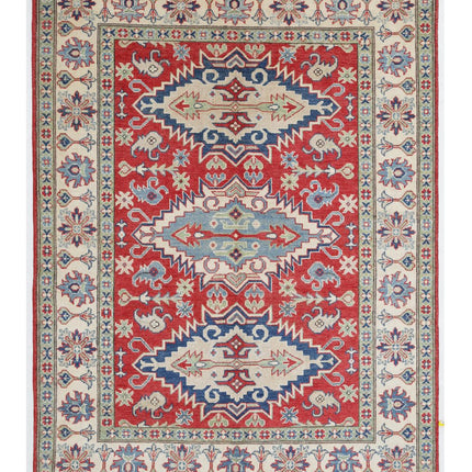 Kazak 5' 0" X 6' 8" Hand Knotted Wool Rug 5' 0" X 6' 8" (152 X 203) / Red / Wool