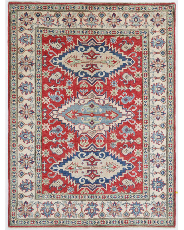 Kazak 5' 0" X 6' 8" Hand Knotted Wool Rug 5' 0" X 6' 8" (152 X 203) / Red / Wool