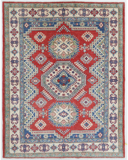 Kazak 5' 1" X 6' 7" Hand Knotted Wool Rug 5' 1" X 6' 7" (155 X 201) / Red / Wool
