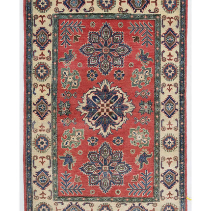Kazak 4' 0" X 5' 8" Hand Knotted Wool Rug 4' 0" X 5' 8" (122 X 173) / Peach / Wool