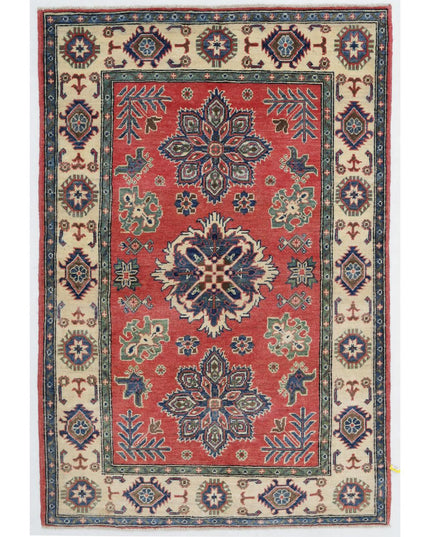 Kazak 4' 0" X 5' 8" Hand Knotted Wool Rug 4' 0" X 5' 8" (122 X 173) / Peach / Wool