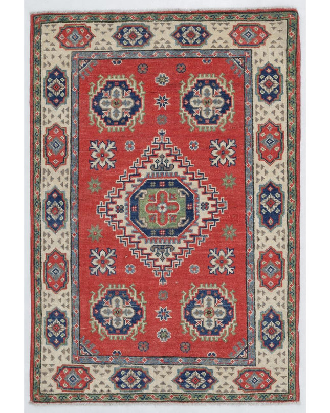 Kazak 2' 7" X 3' 10" Hand Knotted Wool Rug 2' 7" X 3' 10" (79 X 117) / Red / Wool