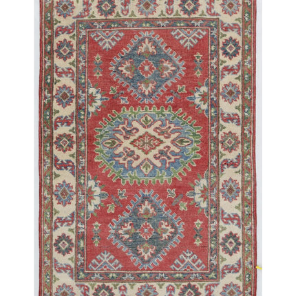Kazak 2' 8" X 4' 2" Hand Knotted Wool Rug 2' 8" X 4' 2" (81 X 127) / Red / Wool