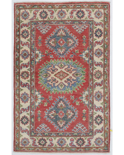 Kazak 2' 8" X 4' 2" Hand Knotted Wool Rug 2' 8" X 4' 2" (81 X 127) / Red / Wool