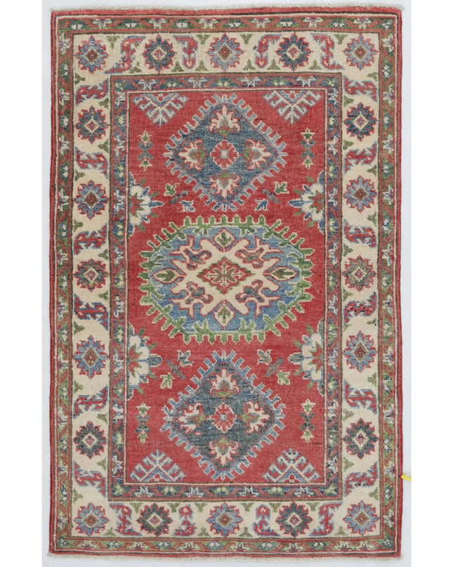 Kazak 2' 8" X 4' 2" Hand Knotted Wool Rug 2' 8" X 4' 2" (81 X 127) / Red / Wool