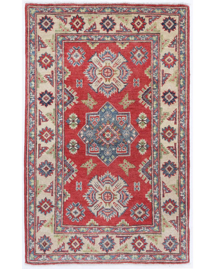 Kazak 2' 8" X 4' 2" Hand Knotted Wool Rug 2' 8" X 4' 2" (81 X 127) / Red / Wool
