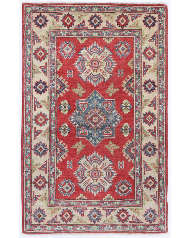 Kazak 2' 8" X 4' 2" Hand Knotted Wool Rug 2' 8" X 4' 2" (81 X 127) / Red / Wool