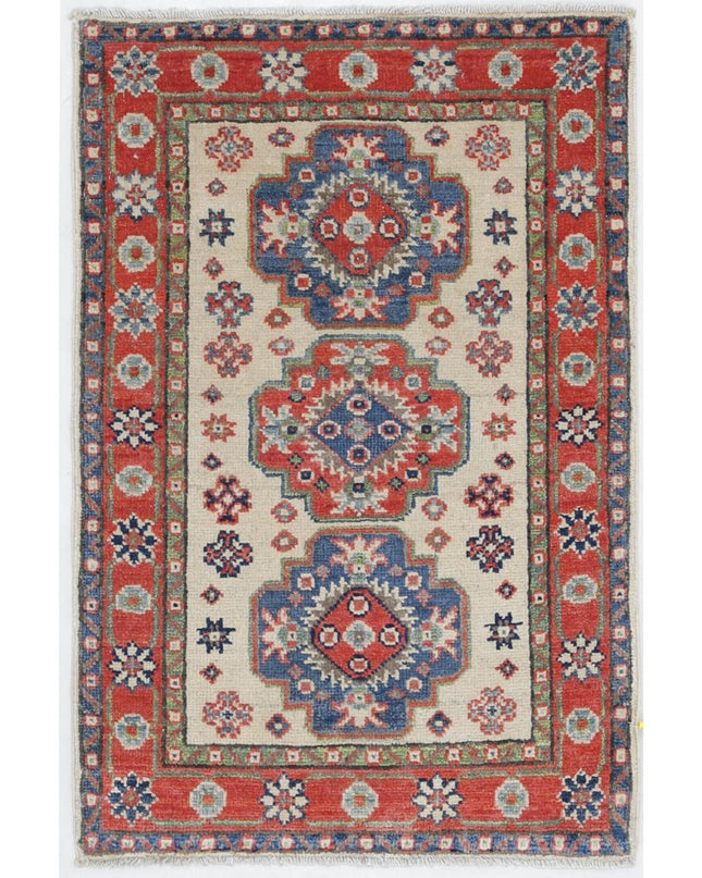 Kazak 1' 11" X 2' 11" Hand Knotted Wool Rug 1' 11" X 2' 11" (59 X 89) / Ivory / Wool