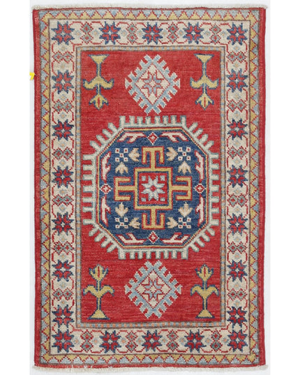 Kazak 1' 10" X 2' 10" Hand Knotted Wool Rug 1' 10" X 2' 10" (56 X 86) / Red / Wool