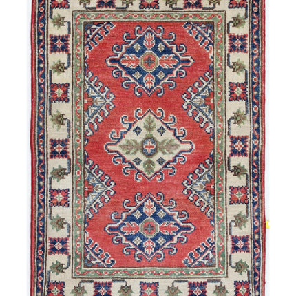 Kazak 2' 0" X 3' 0" Hand Knotted Wool Rug 2' 0" X 3' 0" (61 X 91) / Red / Wool