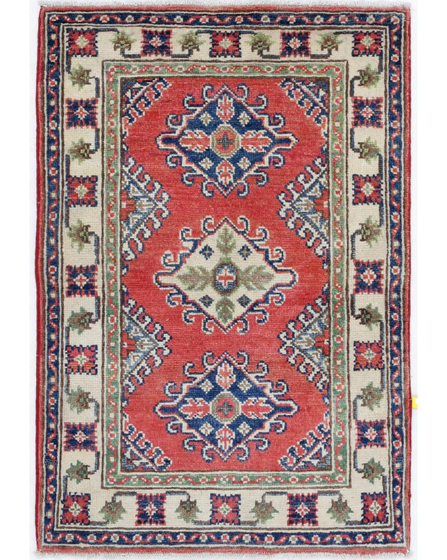 Kazak 2' 0" X 3' 0" Hand Knotted Wool Rug 2' 0" X 3' 0" (61 X 91) / Red / Wool