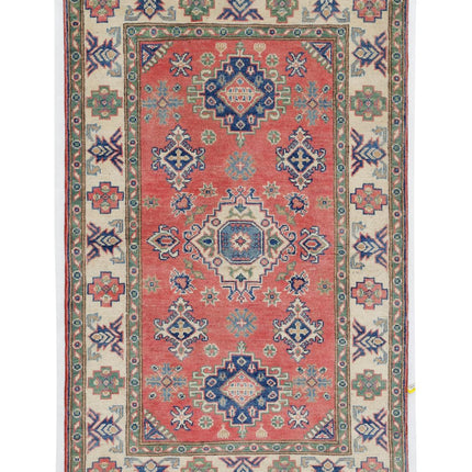Kazak 3' 1" X 4' 11" Hand Knotted Wool Rug 3' 1" X 4' 11" (94 X 150) / Red / Wool