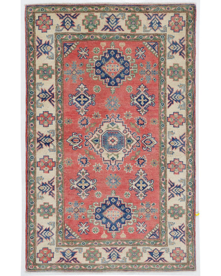 Kazak 3' 1" X 4' 11" Hand Knotted Wool Rug 3' 1" X 4' 11" (94 X 150) / Red / Wool