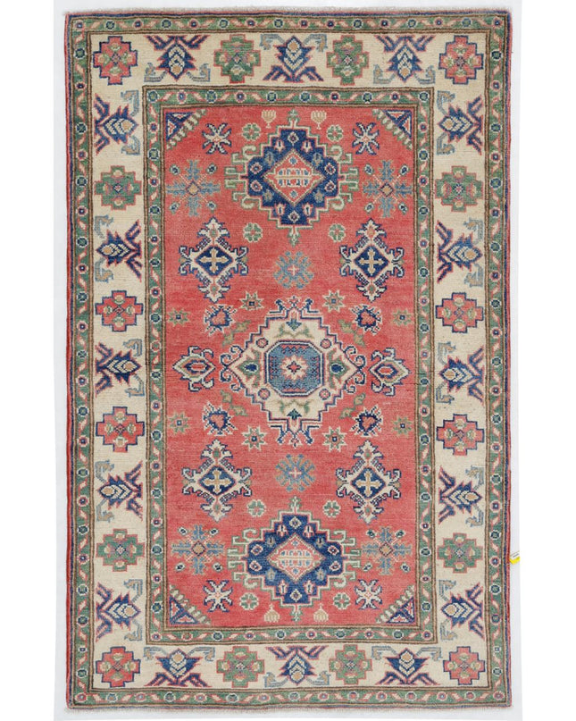 Kazak 3' 1" X 4' 11" Hand Knotted Wool Rug 3' 1" X 4' 11" (94 X 150) / Red / Wool