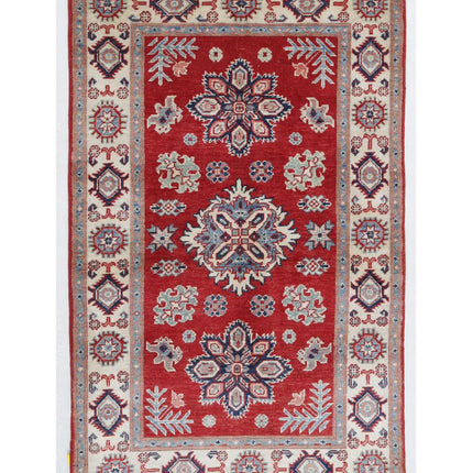 Kazak 3' 0" X 4' 10" Hand Knotted Wool Rug 3' 0" X 4' 10" (91 X 147) / Red / Wool