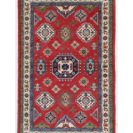 Kazak 3' 0" X 4' 10" Hand Knotted Wool Rug 3' 0" X 4' 10" (91 X 147) / Red / Wool