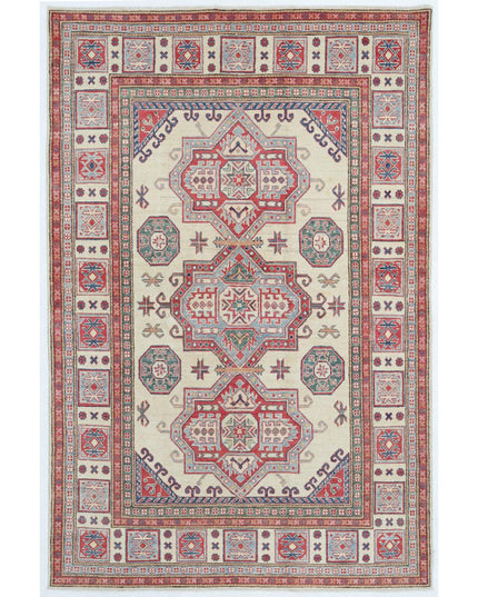 Kazak 5' 5" X 8' 2" Hand Knotted Wool Rug 5' 5" X 8' 2" (165 X 249) / Ivory / Wool