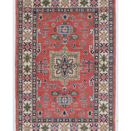 Kazak 3' 3" X 4' 11" Hand Knotted Wool Rug 3' 3" X 4' 11" (99 X 150) / Red / Wool