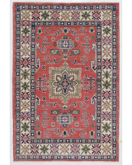 Kazak 3' 3" X 4' 11" Hand Knotted Wool Rug 3' 3" X 4' 11" (99 X 150) / Red / Wool