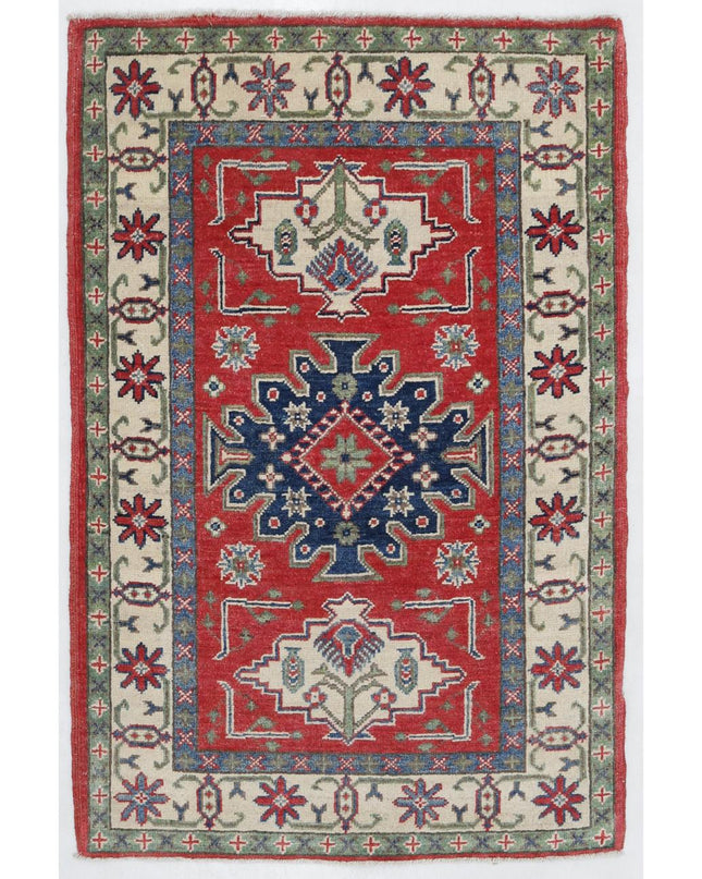 Kazak 2' 8" X 4' 1" Hand Knotted Wool Rug 2' 8" X 4' 1" (81 X 124) / Red / Wool