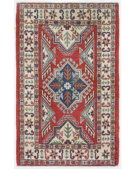 Kazak 2' 7" X 4' 1" Hand Knotted Wool Rug 2' 7" X 4' 1" (79 X 124) / Red / Wool