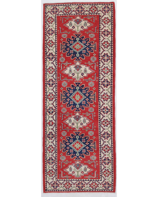 Kazak 2' 10" X 8' 1" Hand Knotted Wool Rug 2' 10" X 8' 1" (86 X 246) / Red / Wool