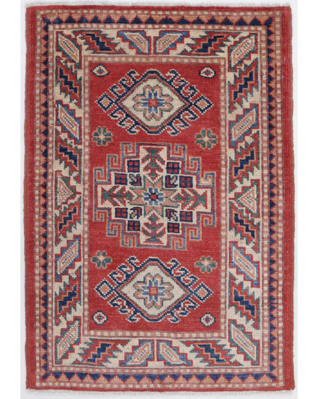 Kazak 2' 0" X 3' 0" Hand Knotted Wool Rug 2' 0" X 3' 0" (61 X 91) / Red / Wool