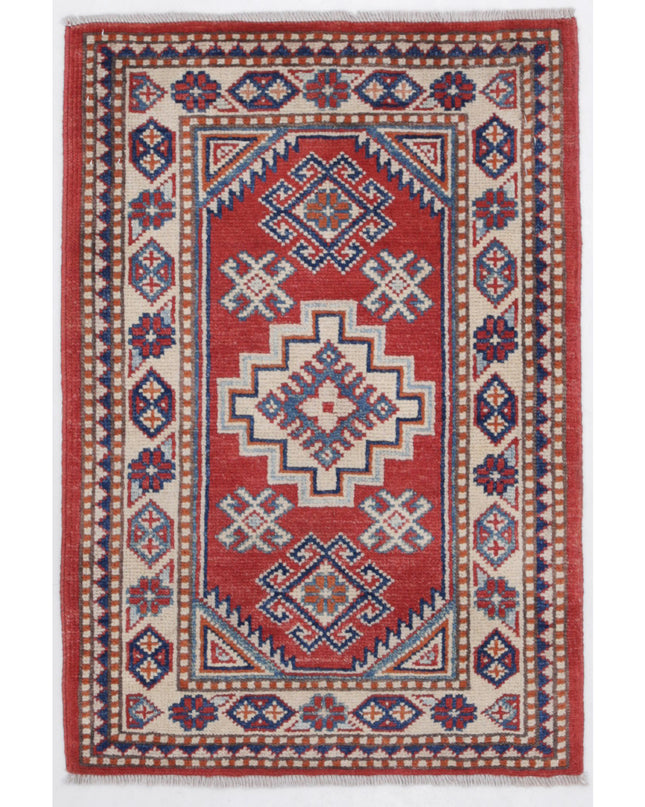 Kazak 2' 0" X 2' 11" Hand Knotted Wool Rug 2' 0" X 2' 11" (61 X 89) / Red / Wool