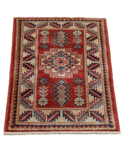 Kazak 1' 10" X 2' 9" Hand Knotted Wool Rug 1' 10" X 2' 9" (56 X 84) / Red / Wool