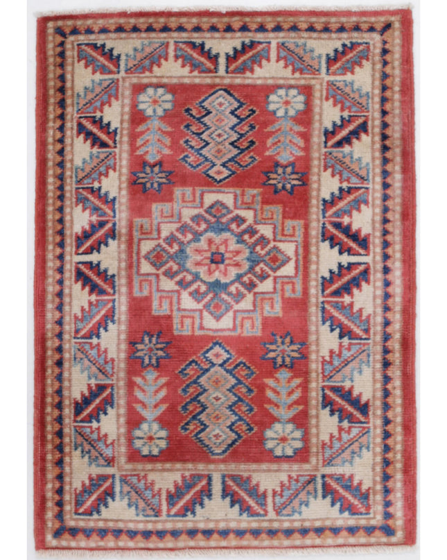 Kazak 1' 10" X 2' 9" Hand Knotted Wool Rug 1' 10" X 2' 9" (56 X 84) / Red / Wool