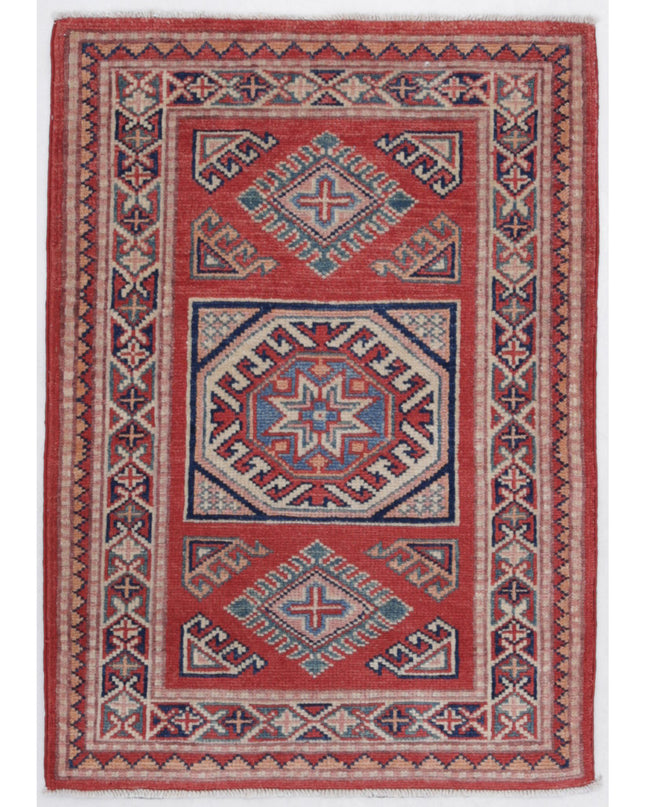 Kazak 2' 1" X 3' 0" Hand Knotted Wool Rug 2' 1" X 3' 0" (63 X 91) / Red / Wool