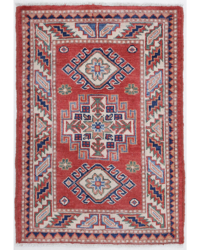 Kazak 2' 0" X 2' 11" Hand Knotted Wool Rug 2' 0" X 2' 11" (61 X 89) / Red / Wool