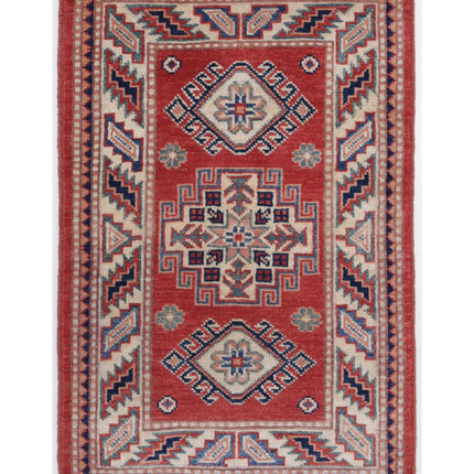 Kazak 2' 0" X 3' 1" Hand Knotted Wool Rug 2' 0" X 3' 1" (61 X 94) / Red / Wool