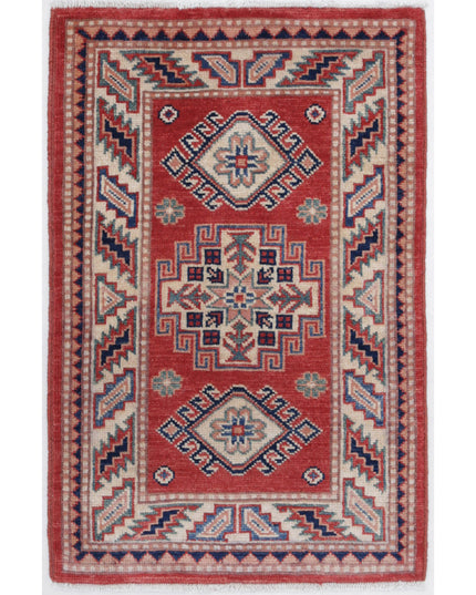 Kazak 2' 0" X 3' 1" Hand Knotted Wool Rug 2' 0" X 3' 1" (61 X 94) / Red / Wool