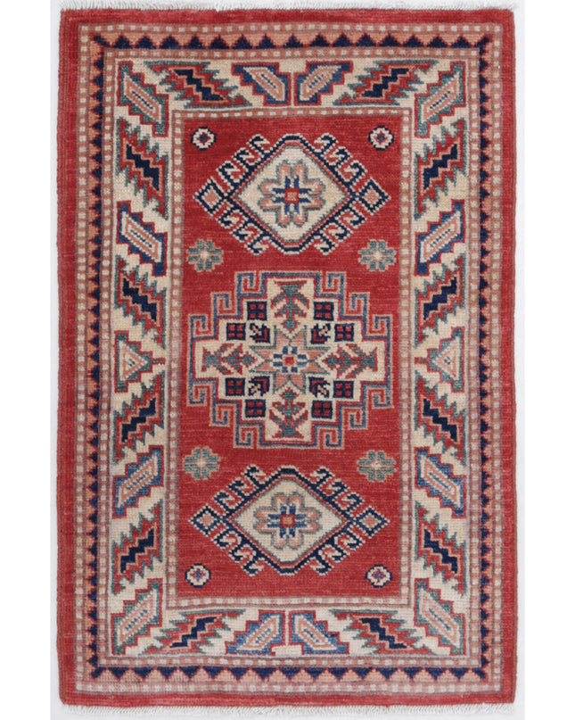 Kazak 2' 0" X 3' 1" Hand Knotted Wool Rug 2' 0" X 3' 1" (61 X 94) / Red / Wool