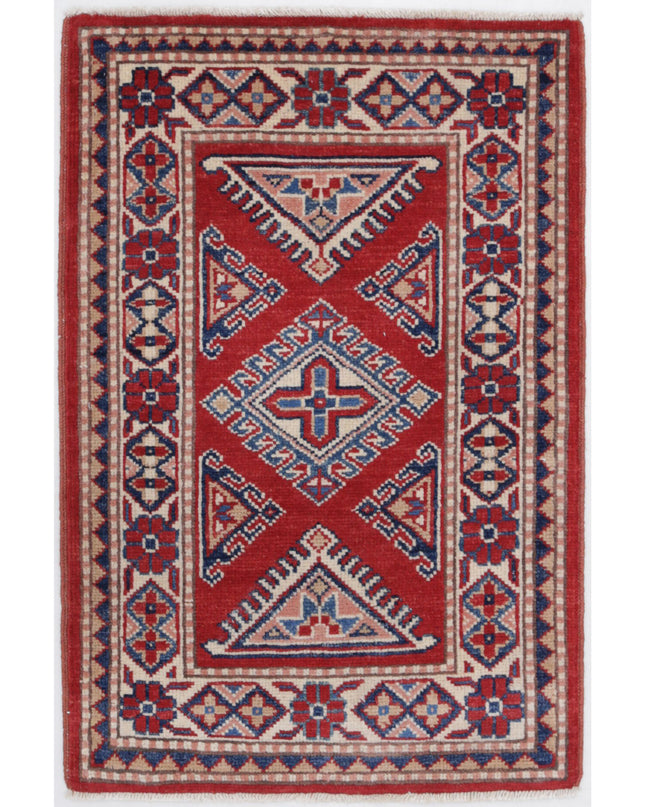 Kazak 2' 0" X 3' 1" Hand Knotted Wool Rug 2' 0" X 3' 1" (61 X 94) / Red / Wool