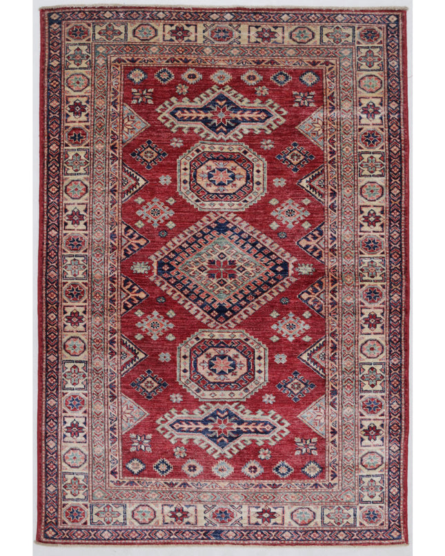 Kazak 3' 10" X 5' 9" Hand Knotted Wool Rug 3' 10" X 5' 9" (117 X 175) / Red / Wool