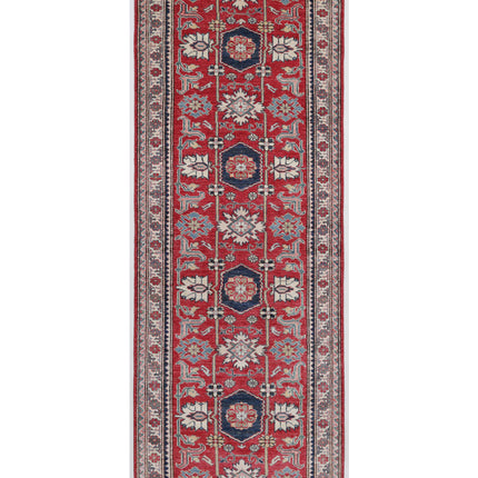 Kazak 3' 0" X 8' 6" Hand Knotted Wool Rug 3' 0" X 8' 6" (91 X 259) / Red / Wool