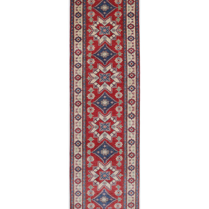 Kazak 2' 7" X 9' 7" Hand Knotted Wool Rug 2' 7" X 9' 7" (79 X 292) / Red / Wool