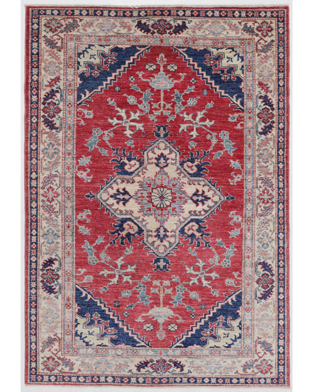 Kazak 3' 10" X 5' 10" Hand Knotted Wool Rug 3' 10" X 5' 10" (117 X 178) / Red / Wool