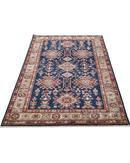 Kazak 3' 11" X 5' 11" Hand Knotted Wool Rug 3' 11" X 5' 11" (119 X 180) / Blue / Wool
