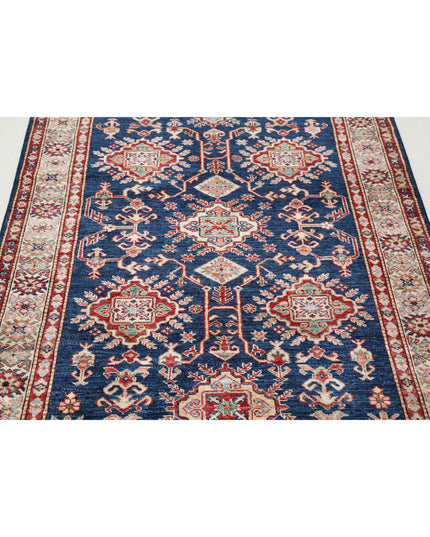 Kazak 3' 11" X 5' 11" Hand Knotted Wool Rug 3' 11" X 5' 11" (119 X 180) / Blue / Wool