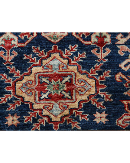 Kazak 3' 11" X 5' 11" Hand Knotted Wool Rug 3' 11" X 5' 11" (119 X 180) / Blue / Wool